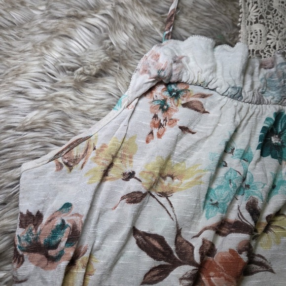 Body Central Floral Crochet Back Tank Top Spaghetti Strap Boho Size M Y2K - Picture 5 of 7